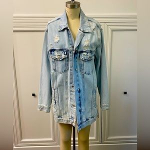 Oversized distressed jean jacket size M